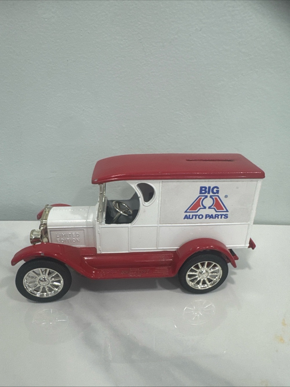 BIG Auto Parts Vintage Toy Delivery Truck - White & Red